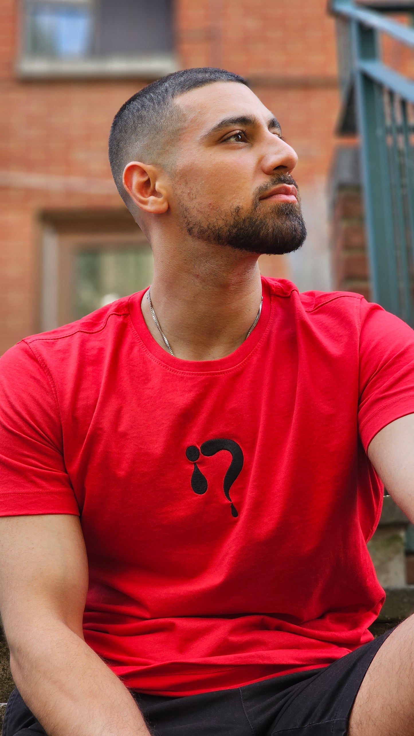 Red with Black Logo T Shirt