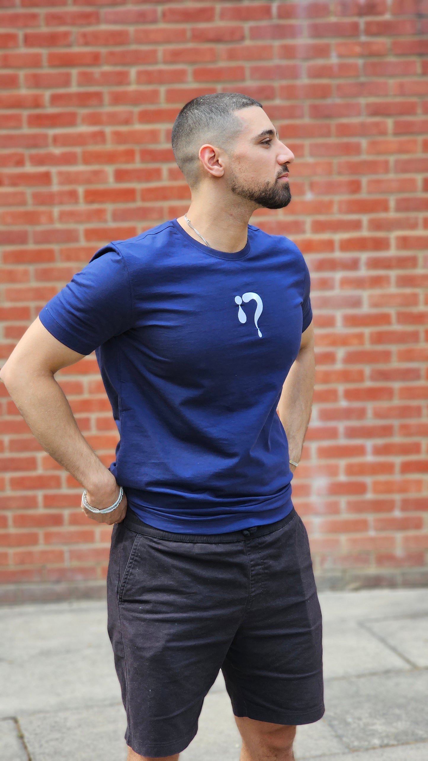 Navy with White Logo T Shirt