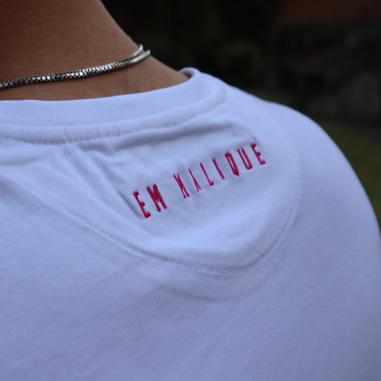 White with Pink Logo T Shirt