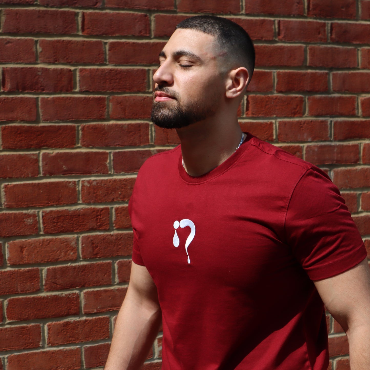Maroon with White Logo T Shirt