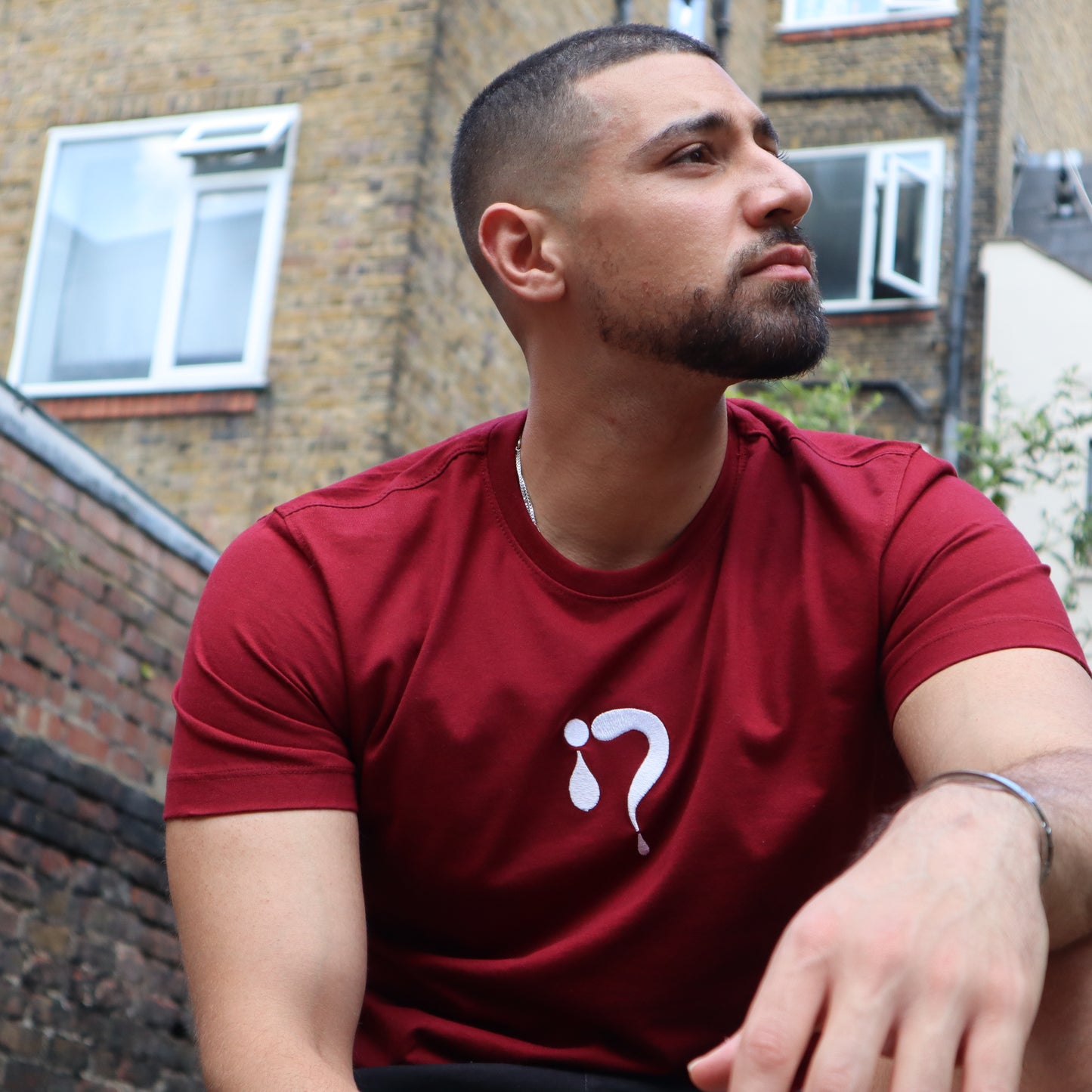 Maroon with White Logo T Shirt