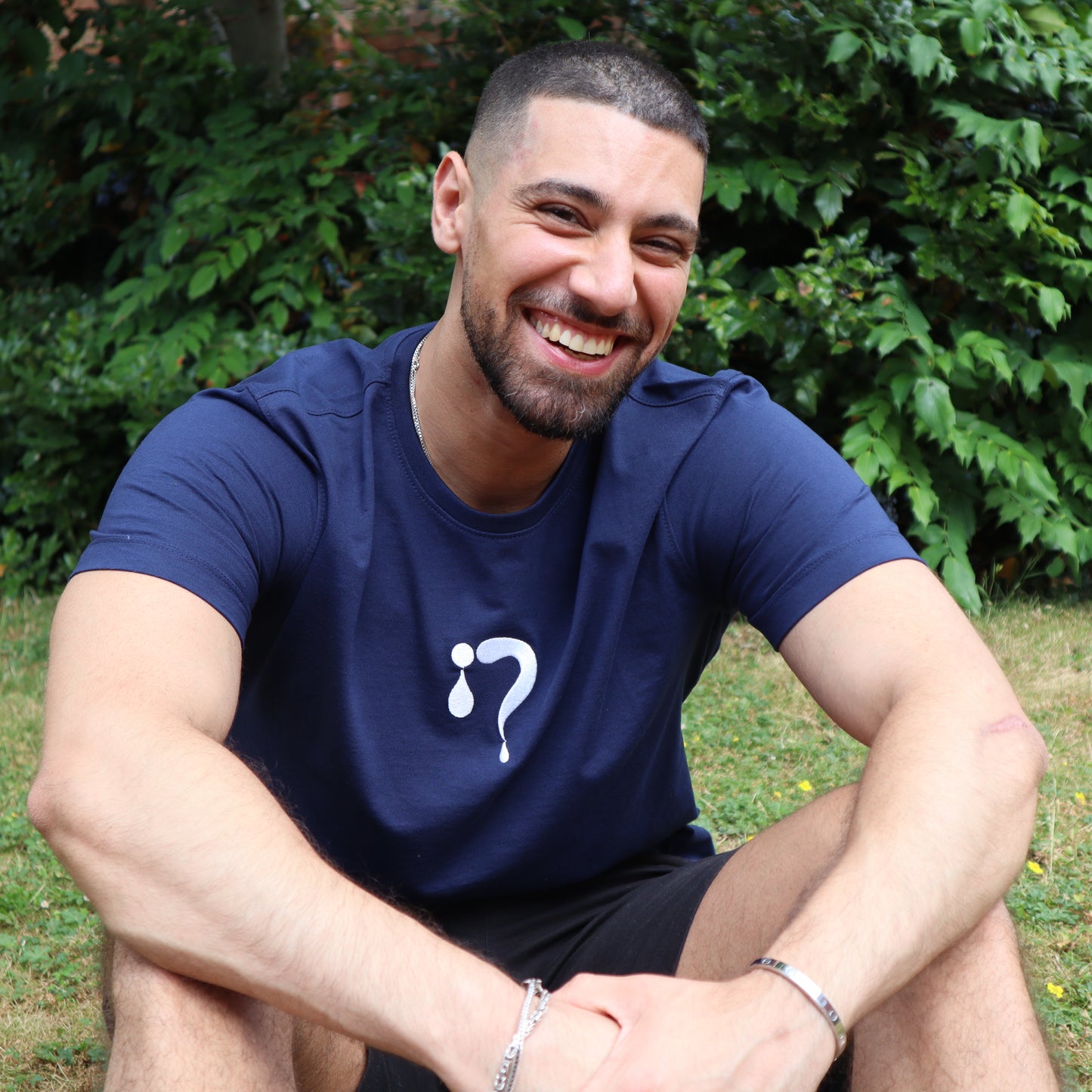 Navy with White Logo T Shirt