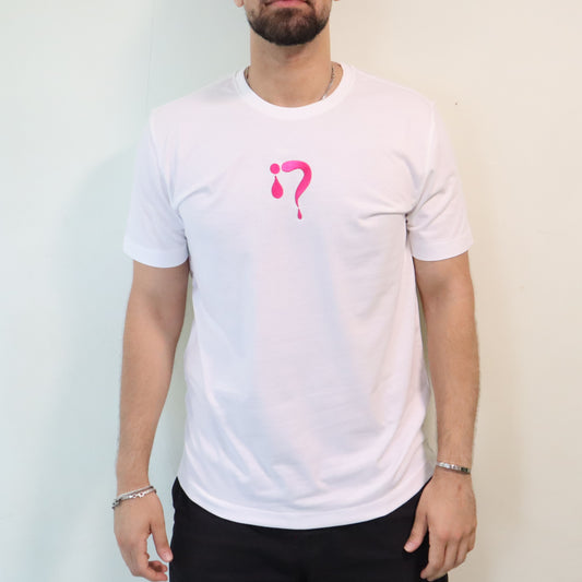White with Pink Logo T Shirt
