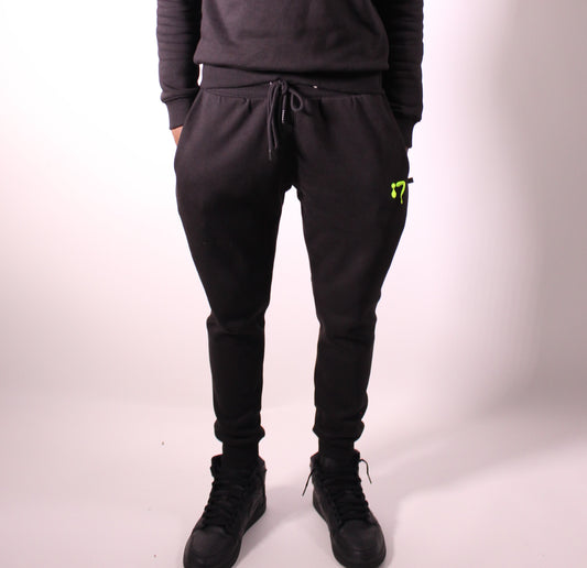 Black with Neon Green Joggers