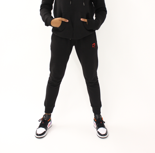 Black with Red Joggers