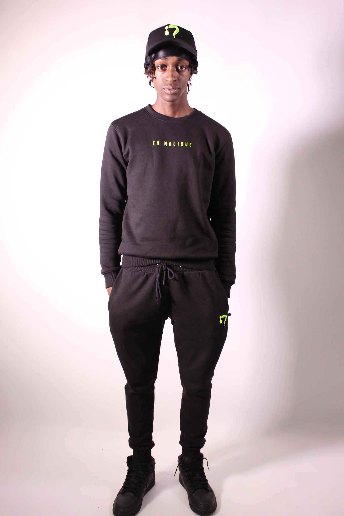 Black with Neon Green Joggers